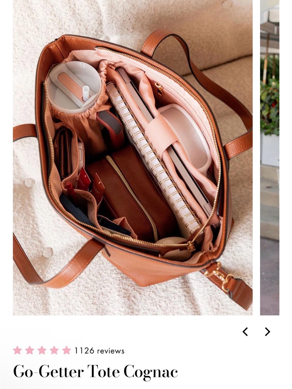 Poppy & Peonies Go-Getter Tote in Cognac - Picture 5 of 8